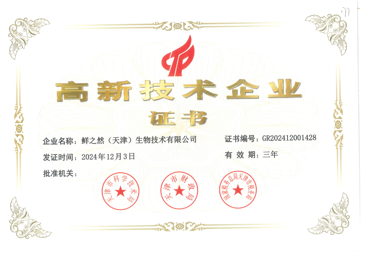 高新技术企业证书